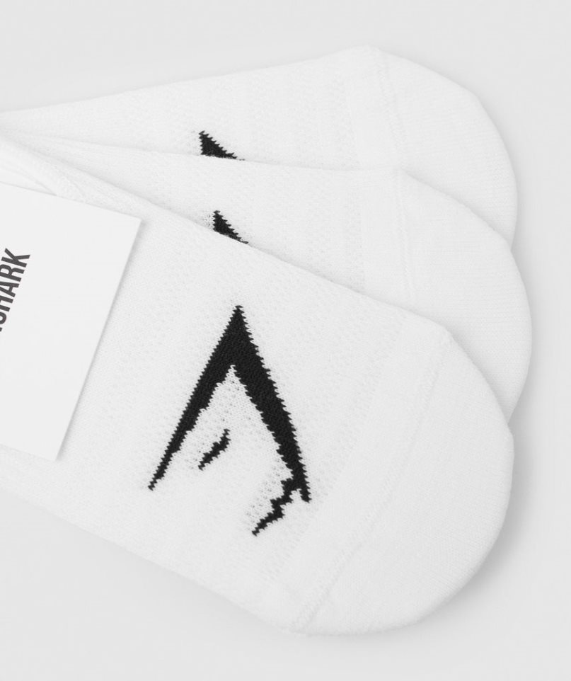 Gymshark No Show 3pk Socks White | NZ 3DSCFA